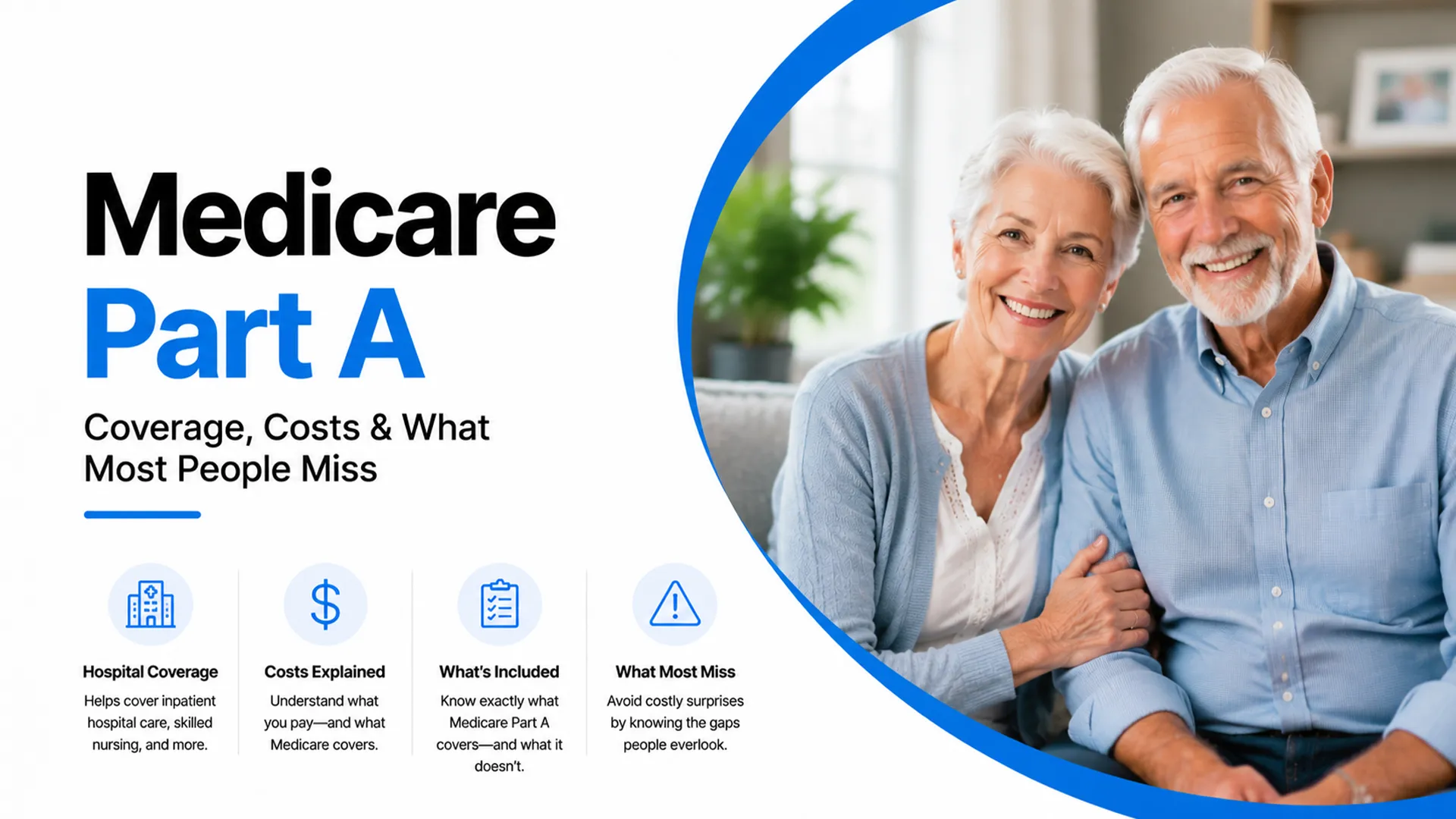 Guide to Medicare Part A costs, hospital coverage, and enrollment gaps graphic for senior citizens